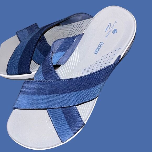 Clarks Brinkley Sun Women's Flat Sandals Blue Synthetic Size 7 - Picture 1 of 5